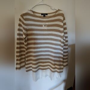 Chadwicks  Striped Sweater with Layered Hem